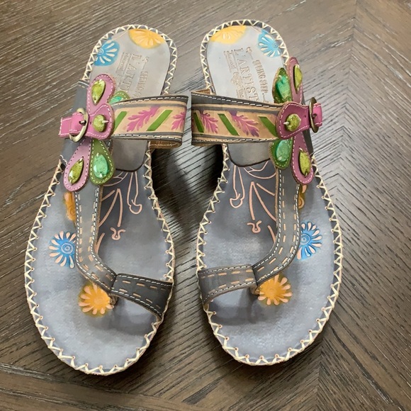 Spring Step L’Artiste gray leather toe loop sandal Size 38 /8.5 - Picture 4 of 17